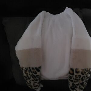 Speechless White and Leopard Print Kids Sweater